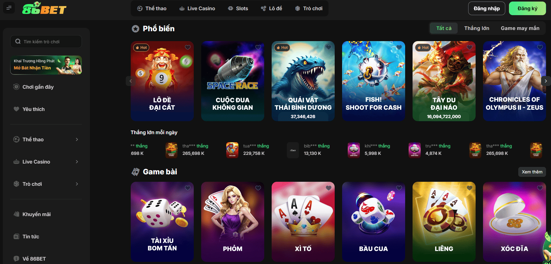 86BET - Nền Tảng Cá Cược Trực Tuyến Đẳng Cấp Nhất Châu Á 2 Kho game đa dạng chỉ có tại nhà cái 86Bet