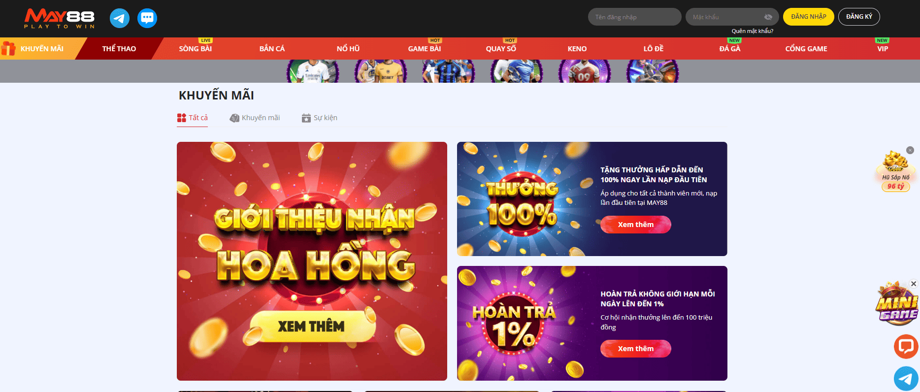 Các sảnh game hot nhất tại nhà cái uy tín MAY88