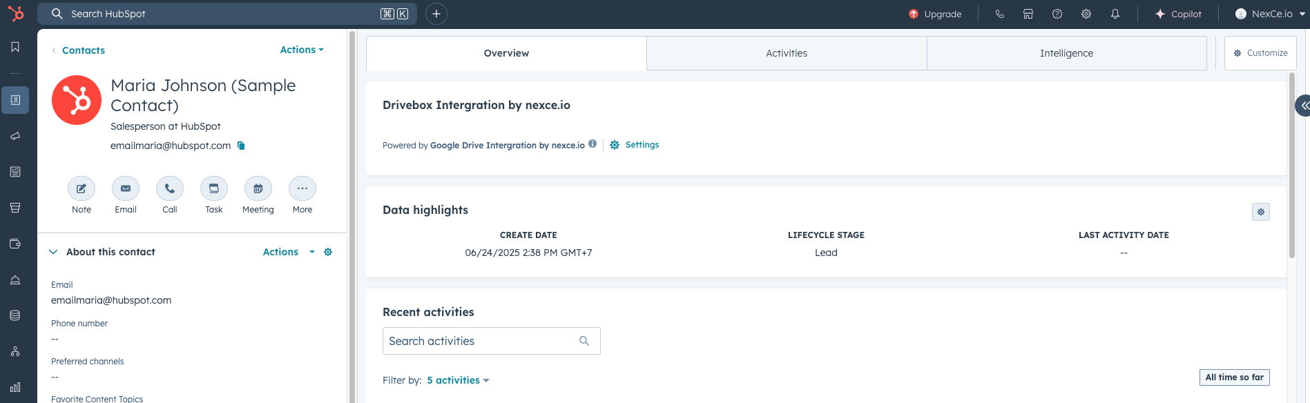 HubSpot Contact Detail Page